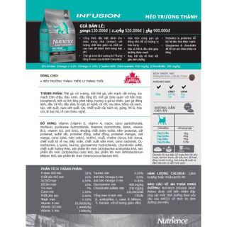 Thức Ăn Cho Mèo - Trưởng Thành Trên 12 Tháng Tuổi Nutrience Infusion Bao 2,27kg - Thịt Gà, Dầu Cá Hồi, Rau Củ, Trái Cây