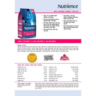 Thức Ăn Cho Mèo Trưởng Thành - Nutrience Infusion Bao 500g Mượt Lông, Tiêu Búi Lông - Thịt Gà, Rau Củ, Trái Cây Tự Nhiên