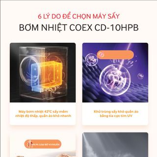 Máy sấy quần áo bơm nhiệt Heatpump Inverter Coex CD-10HPB (10,5kg)
