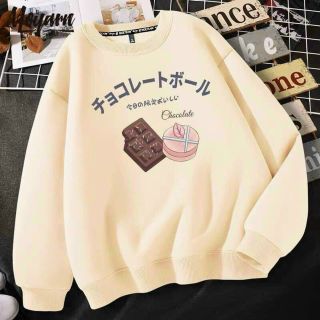 Áo sweater tay phòng in Chocolate