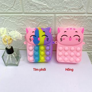 Mua sỉ túi đeo chéo cho bé gái, túi popit silicon mini cute dễ thường hình Mèo