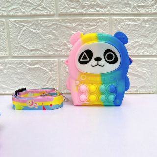 Mua sỉ túi đeo chéo cho bé gái siêu xinh thời trang, túi popit silicon mini bé trai đẹp hình Gấu Trúc