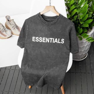 BIGSIZE - Áo thun wash hiệu ứng BB Boiz form bigsize 90kg - 130kg- in chữ Ess ent ia ls