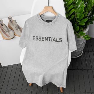 BIGSIZE - Áo thun wash hiệu ứng BB Boiz form bigsize 90kg - 130kg- in chữ Ess ent ia ls