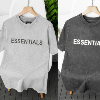BIGSIZE - Áo thun wash hiệu ứng BB Boiz form bigsize 90kg - 130kg- in chữ Ess ent ia ls