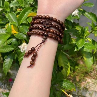 Vòng Tay 108 Hạt Hương Mộc Sơn - Gỗ Mun Đuôi Công