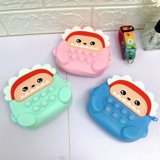 Mua sỉ túi cho bé gái đeo chéo Pop it nhiều màu, popit khủng long nhấn bóp cho trẻ vui thích