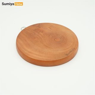 Thớt tròn gỗ xà cừ SUMIYA, thớt gỗ tự nhiên có lỗ treo, kháng khuẩn, chống mối mọt