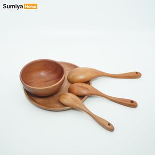 Muỗng canh gỗ xà cừ SUMIYA, vá múc canh gỗ tự nhiên