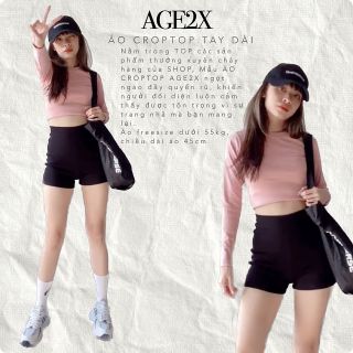 Áo croptop nữ tay dài cổ tròn ôm phong cách Hàn Quốc chính hãng Age2x