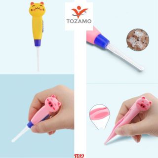 Bộ 2 dụng cụ lấy ráy tai cho bé hình thú có đèn soi- Tặng kèm hộp đựng T019