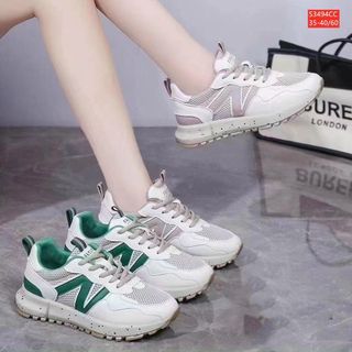 Giày thể thao nữ da mềm phối lưới đẹp họa tiết chữ N S3494