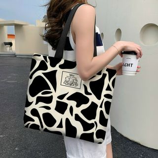 Túi tote túi vải canvas nữ, túi vải đeo vai đi học, đi chơi hoạ tiết bò sữa phong cách Hàn Quốc giá sỉ