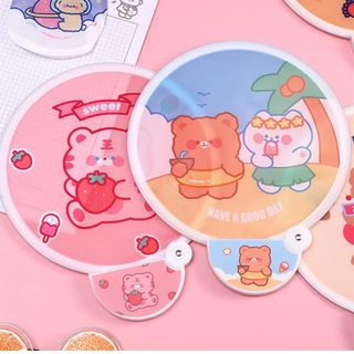 Quạt gấp gọn tự bung bỏ túi siêu tiện lợi, Quạt Nhựa Tròn Cầm Tay