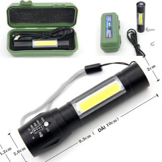 Đèn pin siêu sáng mini bin sạc điện usb bóng led xpe cob có zoom chống nước cầm tay chuyên dụng giá sỉ