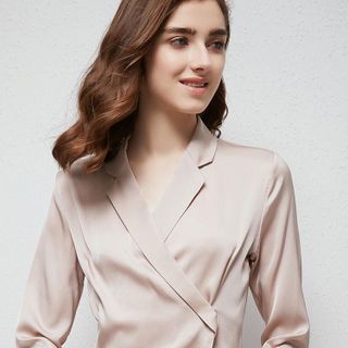 Áo sơ mi kiểu, cổ v đắp chéo