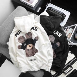 BIGSIZE - Áo khoác hoodie BB - Boiz nam size lớn, bigsize 90kg - 130kg - in hình gấu và chữ Mik eb ear
