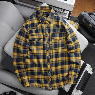 BIGSIZE - Áo sơ mi sọc caro nỉ tay dài nam bigsize 80kg - 130kg