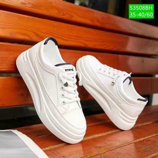 Giày thể thao nữ màu trắng chất da mềm êm chân S3507