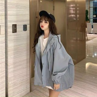 ÁO KHOÁC DA LỘN NÓN NỮ 1 LỚP CÓ NÓN