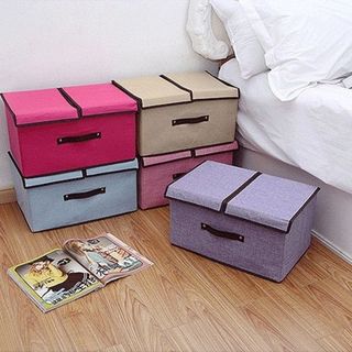 Set 2 thùng đựng đồ kích thước lớn có khóa hộp đựng đồ chơi quần áo và lưu trữ vật dụng gia đình đa năng