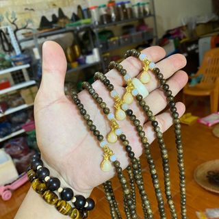 Vòng trầm hương mix chamr hoa sen