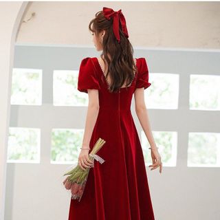 ĐẦM XÒE ĐỎ PHỐI HẠT TRAI - DT1684