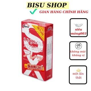 Bao cao su Sagami Xtreme Feel Long siêu mỏng chấm nổi một lần thắt ,keo dài thời gian tăng Khoái cảm hộp 10 chiếc