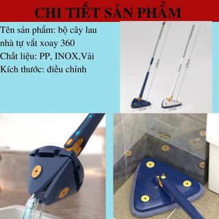 Cây lau nhà tự vắt thông minh Chổi lau nhà tam giác xoay 360 độ