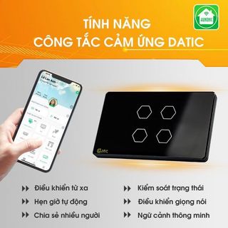 Công tắc thông minh cảm ứng WIFI Datic 4 nút