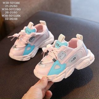Giày thể thao trẻ em chất da mềm phối lưới thoáng khí w38