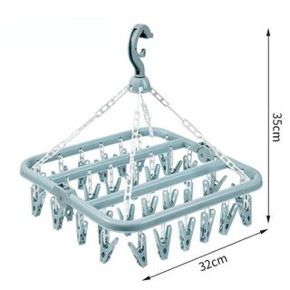Bộ móc kẹp phơi quần áo đa năng móc treo quần áo nhiều 32 kẹp có thể gấp gọn