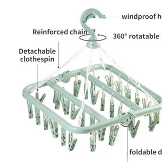 Bộ móc kẹp phơi quần áo đa năng móc treo quần áo nhiều 32 kẹp có thể gấp gọn