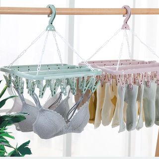 Bộ móc kẹp phơi quần áo đa năng móc treo quần áo nhiều 32 kẹp có thể gấp gọn