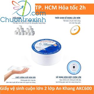 Giấy vệ sinh cuộn lớn 2 lớp AN KHANG AKC600 CARO THẾ GIỚI GIẤY 100% bột giấy nguyên sinh giá rẻ cam kết hàng chất lượng giấy vệ sinh công nghiệp giấy vệ sinh tan nhanh trong nước giá rẻ