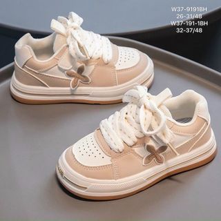 Giày thể thao trẻ em chất da mềm phối hoa đẹp W37