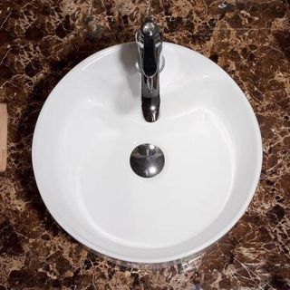Chậu sứ lavabo để bàn màu trắng họa tiết xin xắn thích hợp phong cách giới trẻ