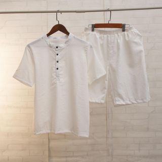 Bộ Đũi Nam Cổ Tròn Chất Vải Đũi Thái Loại Dày Đẹp Hàng Hot Trend 09