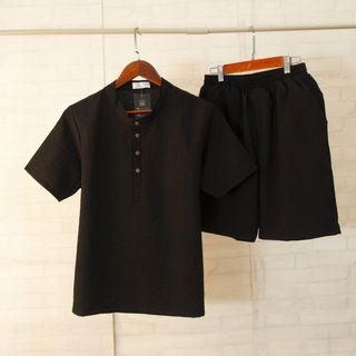 Bộ Đũi Nam Cổ Tròn Chất Vải Đũi Thái Loại Dày Đẹp Hàng Hot Trend 09