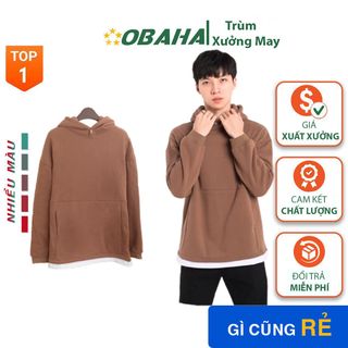 Áo Hoodie Nam Nữ Nỉ Cotton Unisex Frorm Rộng Chất Đẹp Cao Cấp OBAHA giá sỉ