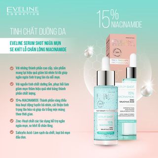 [ Mua 6 tặng 1 ] Tinh chất dưỡng da Eveline Serum Shot ngừa mụn, se khít lỗ chân lông Niacinamide 30ML