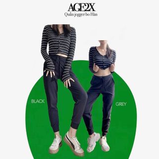 Quần jogger Thun Gân AGE2X chất lượng cao (KHÔNG độc hại-ra màu-mất phom khi giặt máy)