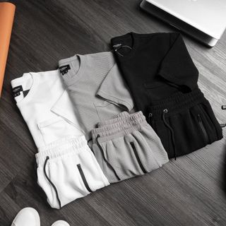 Bộ Quần Áo Thể Thao Nam Cộc Tay Chất Cotton Xốp Thái Mềm Mịn Thoáng Mát Mặc Nhà Đi Chơi 01