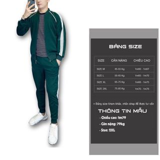 Bộ Quần Áo Thể Thao Thu Đông Cổ Bomber Có Khóa Kẻ Sọc Chất Liệu Vải POLY Da Cá Cao Cấp 08