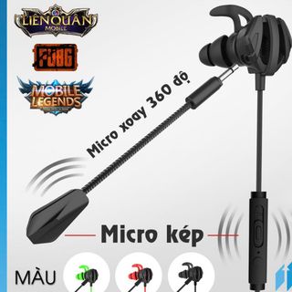 Tai nghe Gaming nhét tai có dây có mic G6 MÀU ĐEN, âm thanh vòm 3D với màng loa 10mm cho âm thanh siêu thực, jack 3.5mm, micro kép