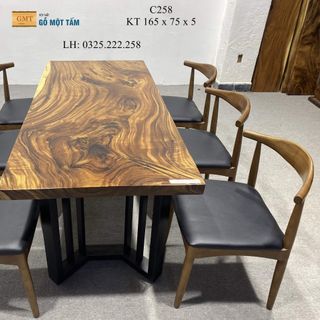 Bàn Gỗ Me Tây Nguyên Tấm, Bàn Làm Việc, Bàn Ăn, Bàn Sân Vườn Gỗ Me Tây Dài 1,65m x 75cm x 5cm