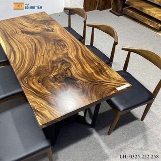 Bàn Gỗ Me Tây Nguyên Tấm, Bàn Làm Việc, Bàn Ăn, Bàn Sân Vườn Gỗ Me Tây Dài 1,65m x 75cm x 5cm