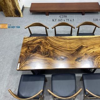 Bàn Gỗ Me Tây Nguyên Tấm, Bàn Làm Việc, Bàn Ăn, Bàn Sân Vườn Gỗ Me Tây Dài 1,65m x 75cm x 5cm