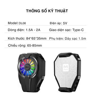Quạt Tản Nhiệt Gaming Cho Điện Thoại MEMO DL06 Công Nghệ Sò Lạnh - Làm Mát Siêu Nhanh