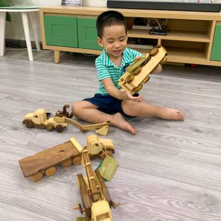 Xe Múc gỗ - Đồ Chơi Gỗ Trẻ Em Chàng Trai Gỗ, đồ chơi phát triển trí tuệ, đồ chơi giáo dục, đồ chơi thông minh cho bé